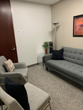 photo sherman oaks office suite Room 1, grey sofa, white and grey chairs, painting